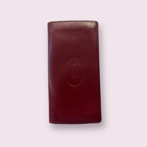 Cartier Bordeaux Burgundy Red  Wallet Checkbook/ Card Holder